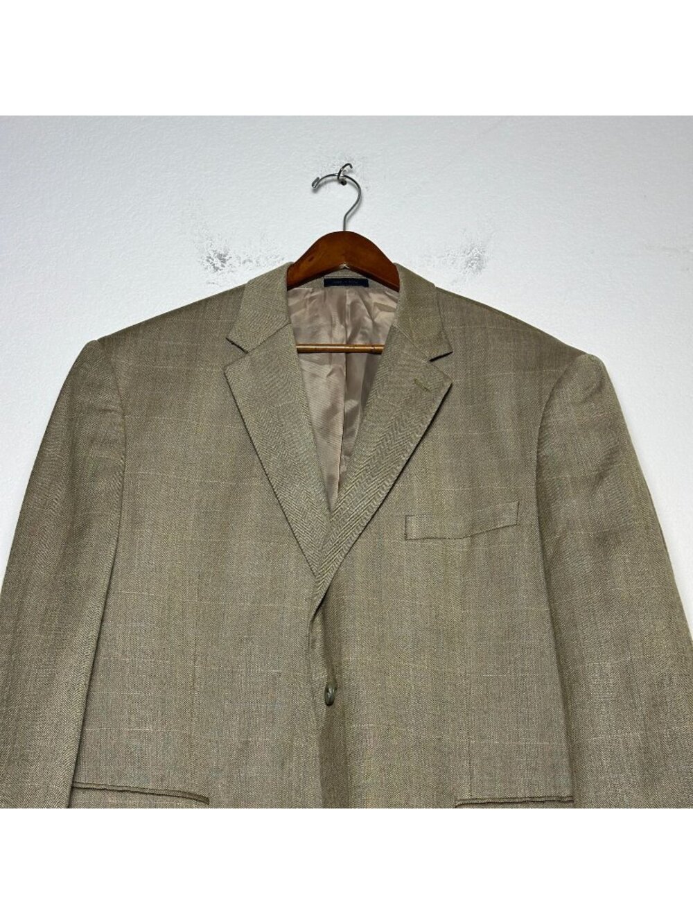 Gianfranco Ruffini Italy Wool Men 48R Blazer Coat Jacket Formal Silk Tan Prep